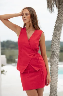 Vanni Wrap Front Linen Top