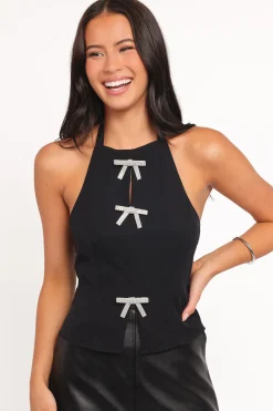 Velma Halter Neck Top With Embellished Bows