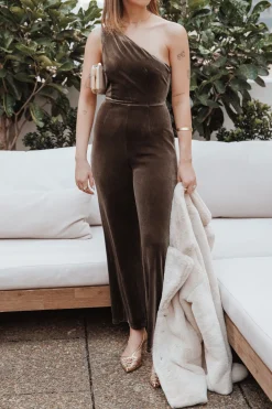 Xita Velvet One Shoulder Jumpsuit