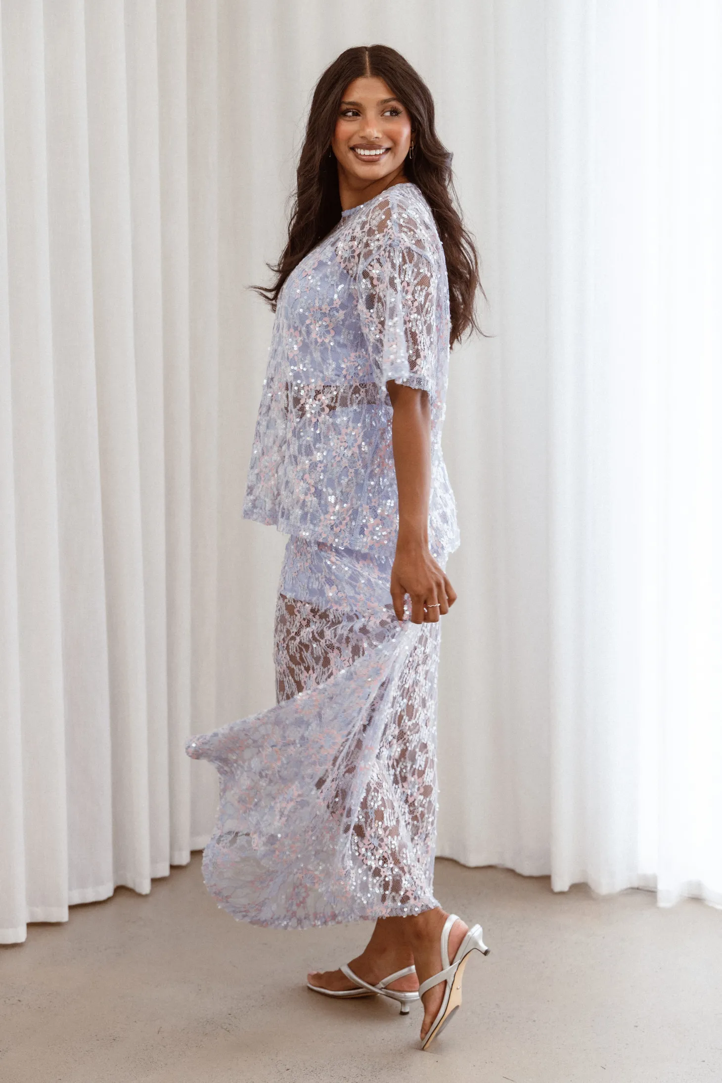 Yonder Sheer Panel Lace Maxi Skirt