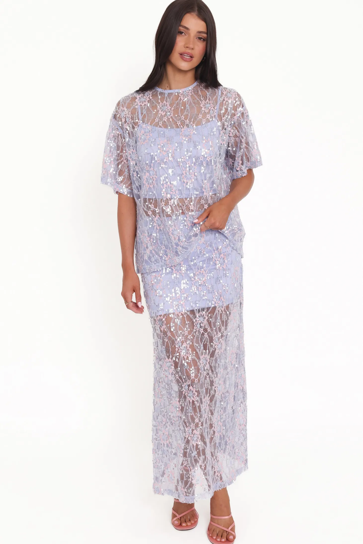 Yonder Sheer Panel Lace Maxi Skirt