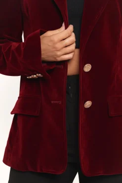 Zpya Single Button Velvet Blazer
